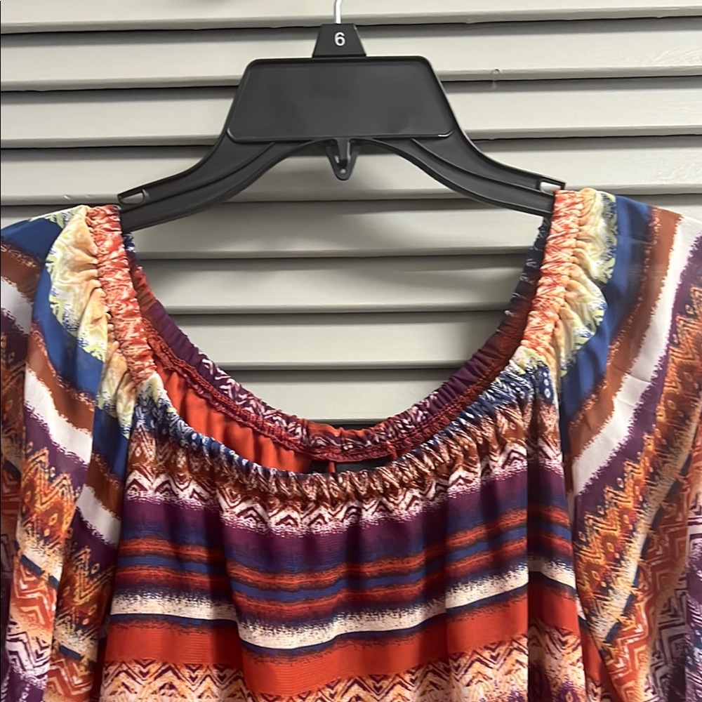 New Directions Colorful Patterned Blouse